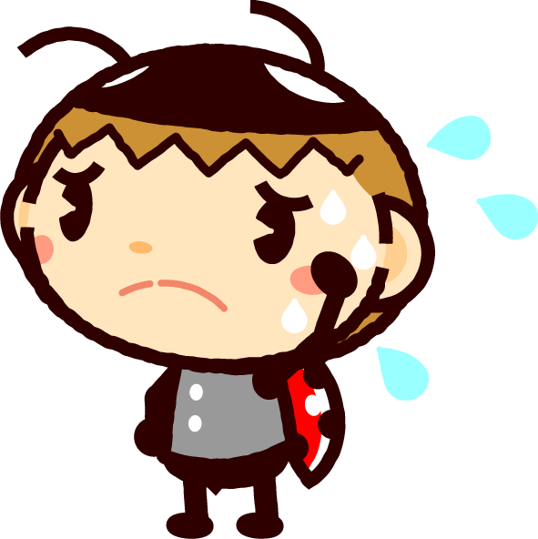 かわいいテントウムシのイラスト_困った_汗