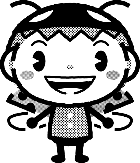 かわいいテントウムシのイラスト_モノクロ(白黒)