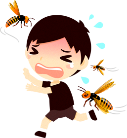 スズメバチに襲われる子供イラスト