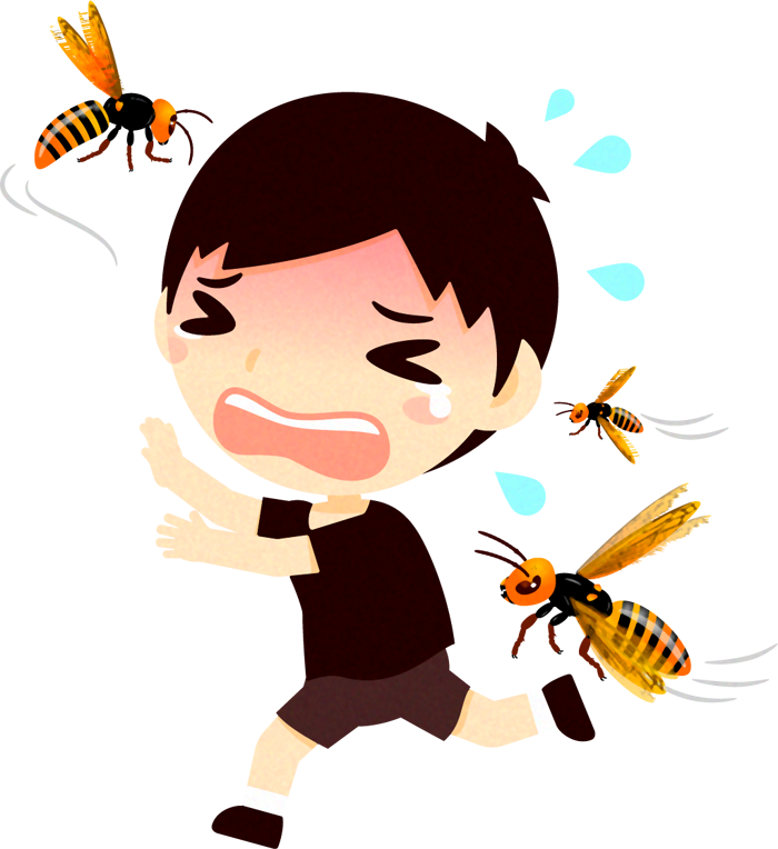 スズメバチに襲われる子供イラスト