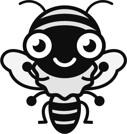 かわいいミツバチのイラスト/グレースケール