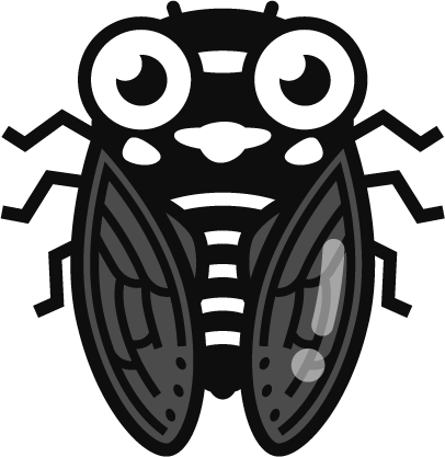 アブラゼミのイラスト/グレースケール