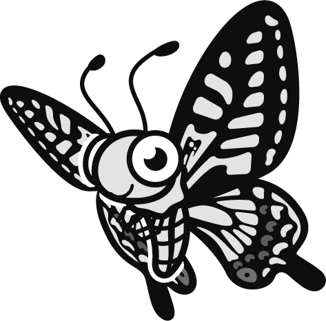 アゲハチョウのイラスト/グレースケール