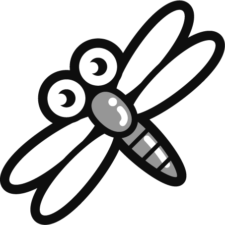 トンボのイラスト/青/グレースケール