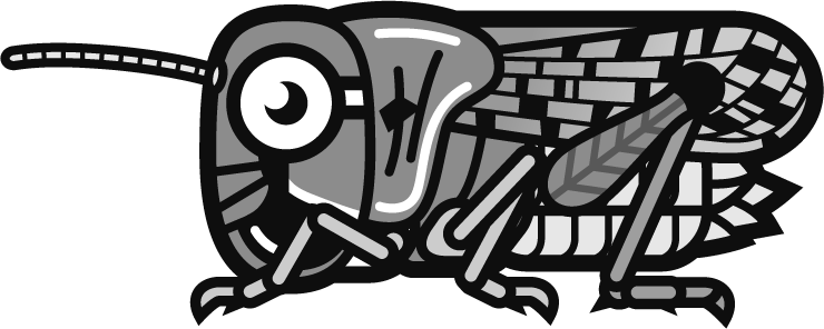 トノサマバッタのイラスト/グレースケール