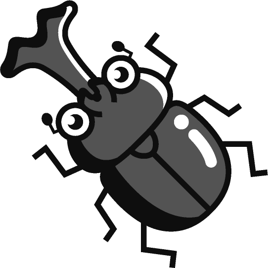 カブトムシのイラスト/グレースケール