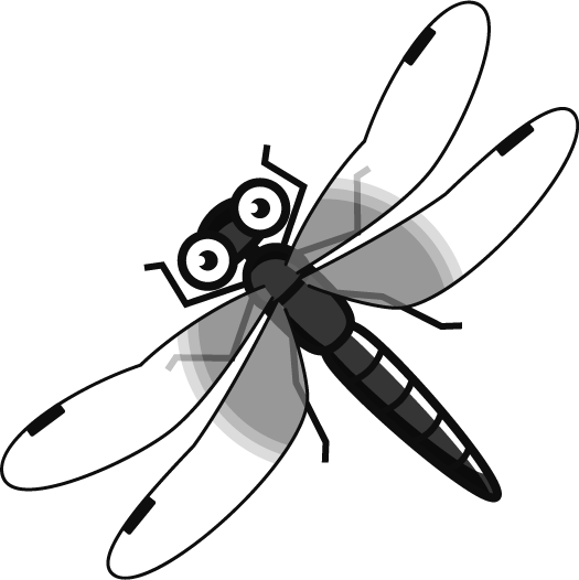 ネキトンボのイラスト/グレースケール