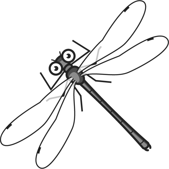 オオアオイトトンボのイラスト/グレースケール