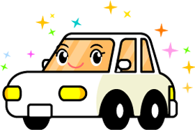 ピカピカの白い車イラスト