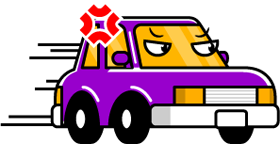 イライラしてかなりスピードを出している車イラスト