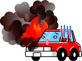 車から火が出るイラスト/故障