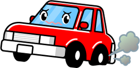 車がパンクしたイラスト