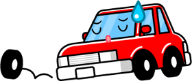 車のタイヤが外れたイラスト