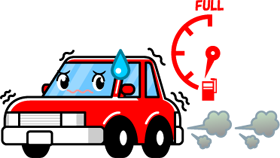 車のガソリンがもう無いイラスト