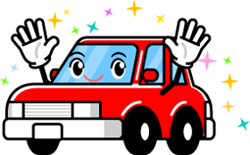 ピカピカの赤い車イラスト