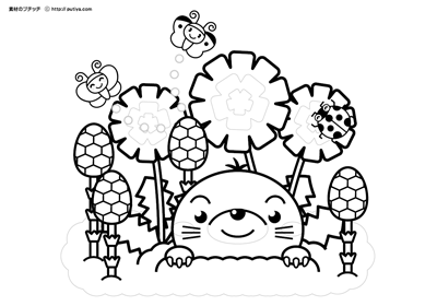 モグラと春の塗り絵