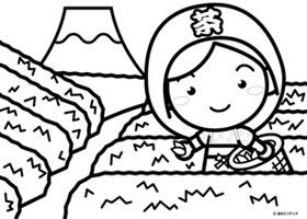 りんごと子供の塗り絵