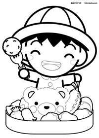 お弁当を食べる幼稚園児の塗り絵