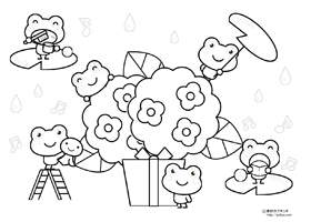 かわいいカエルの塗り絵