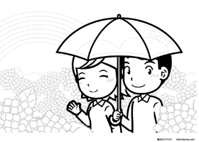 紫陽花と人の塗り絵