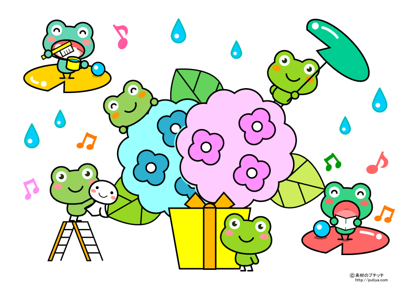 かわいいカエルの塗り絵の色見本