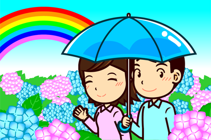 紫陽花と人の塗り絵の色見本