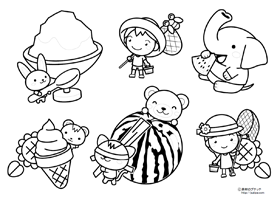 楽しい夏の塗り絵