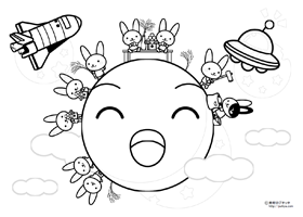 9月と月見とうさぎの塗り絵