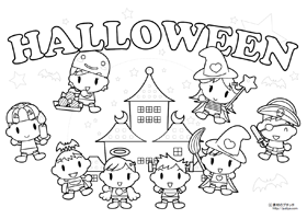 かわいいハロウィンの塗り絵
