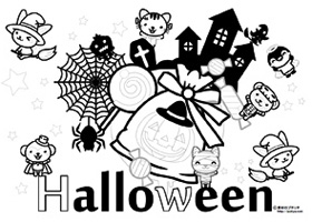 ハロウィンコスプレした動物達の楽しい塗り絵
