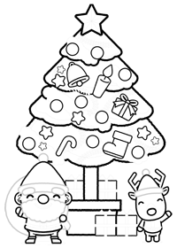 クリスマスの塗り絵/サンタクロースと赤鼻のトナカイ