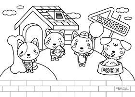 かわいい犬の塗り絵