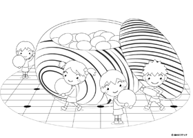 子供達と囲碁の塗り絵