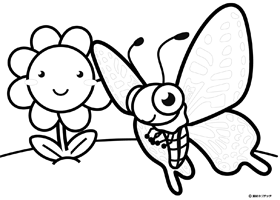 チョウチョと花の塗り絵