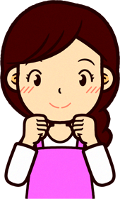 ピンクのエプロンをした保育士イラスト/ガッツポーズ