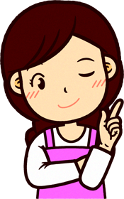 ピンクのエプロンをした保育士イラスト/ここがポイントです