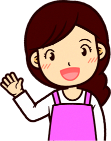 ピンクのエプロンをした保育士イラスト/こんにちは
