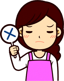 ピンクのエプロンをした保育士イラスト/不正解です