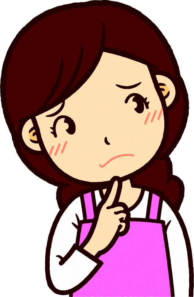 ピンクのエプロンをした保育士イラスト/思案中