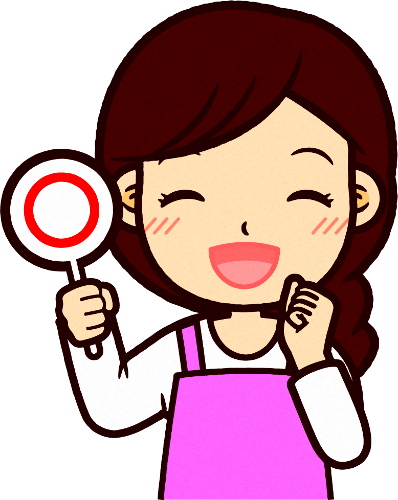 ピンクのエプロンをした保育士イラスト/正解です