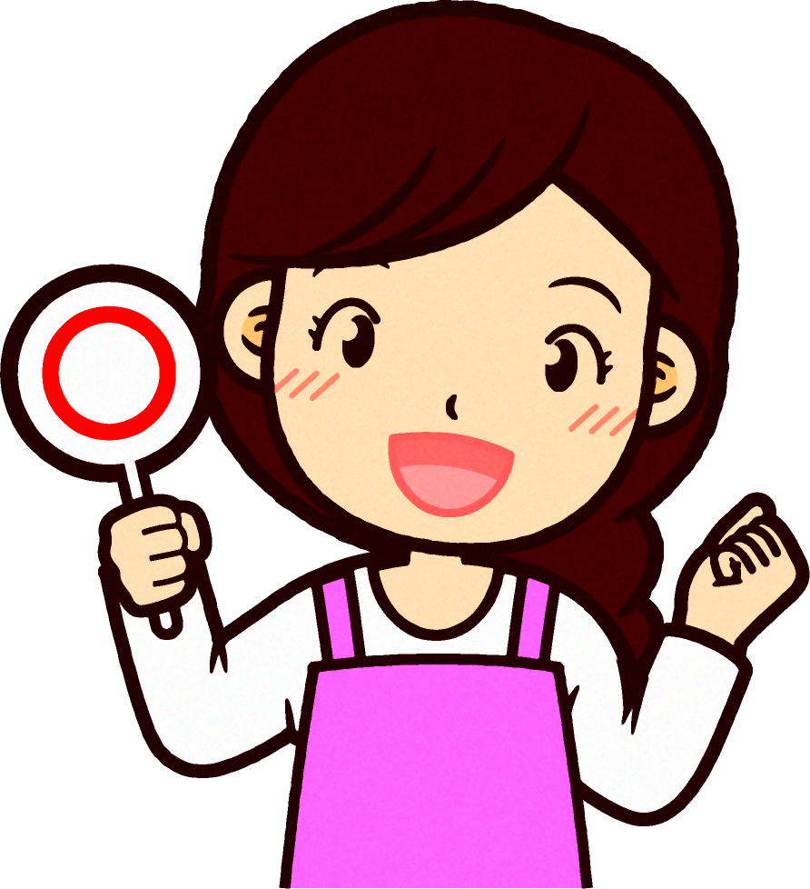 ピンクのエプロンをした保育士イラスト/正解です2