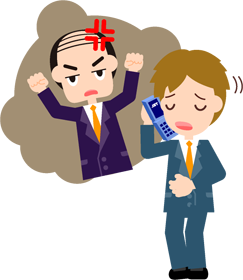 社員に電話し、怒鳴りつける上司のイラスト