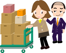 一日では無理な仕事量を女性社員に押し付けるイラスト