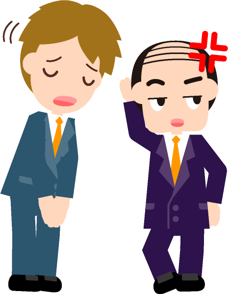 難癖をつけて、ねちねちと社員に説教するイラスト