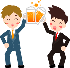 サラリーマンが飲み会で乾杯イラスト