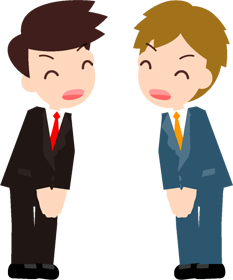 「いつもお世話になっております」取引先の方にお辞儀して挨拶するイラスト