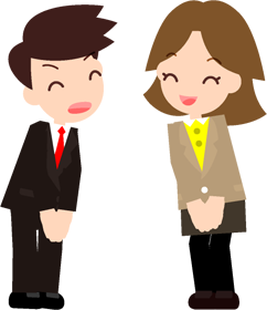 「いつもお世話になっております」取引先の方にお辞儀して挨拶するイラスト2