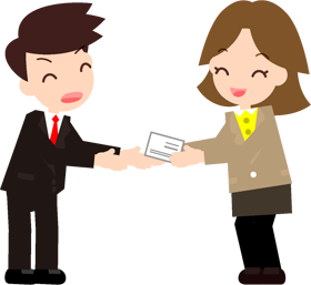 名刺交換するイラスト