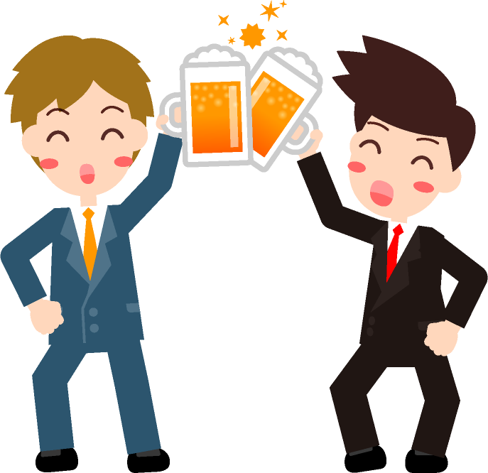 サラリーマンが飲み会で乾杯イラスト