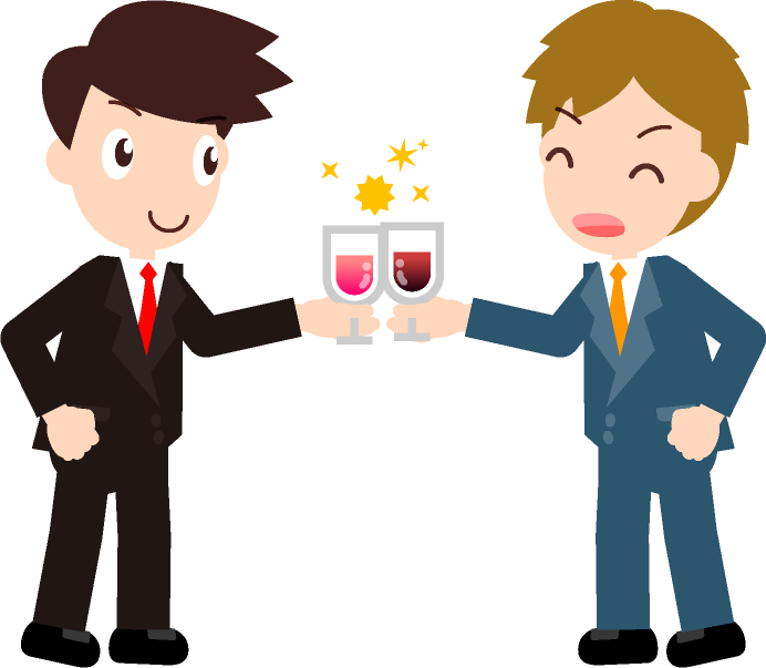 サラリーマン達がワインで乾杯イラスト